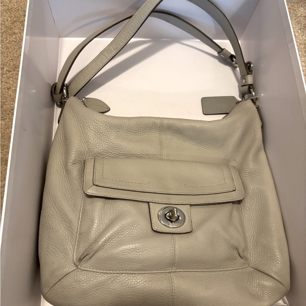 Gray Coach shoulder bag